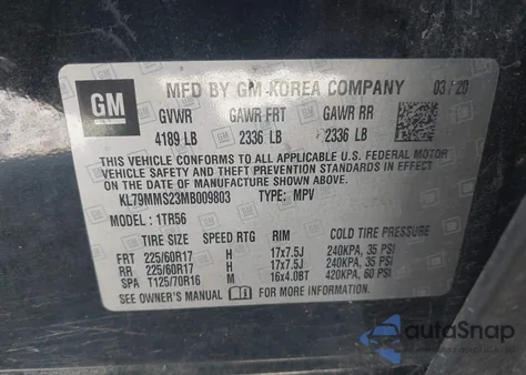 2021 Chevrolet Trailblazer Fwd Ls from USA, damaged, VIN KL79MMS23MB009803